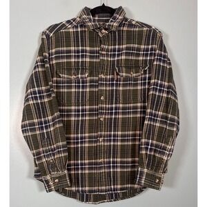 Guide Series Men's Plaid Flannel Button Up Shirt Long Sleeve Green Size M